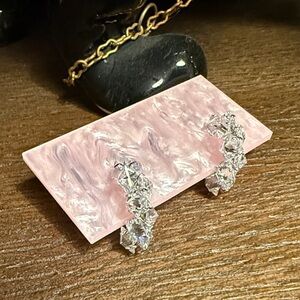 Gorg!! 925 Sterling Silver Crystal Earrings Huggies